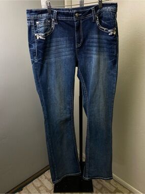 Grace Women’s Boot Cut Jeans in Dark Blue Wash